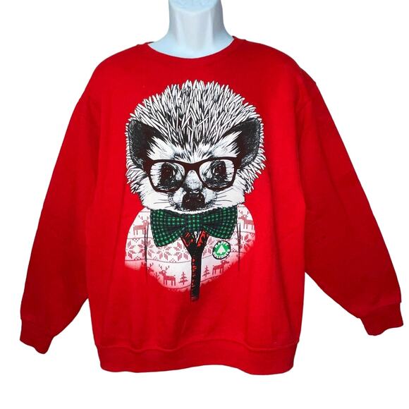 Fifth Sun Holiday Hedgehog Ugly Christmas Sweatshirt Size Large - Picture 1 of 3